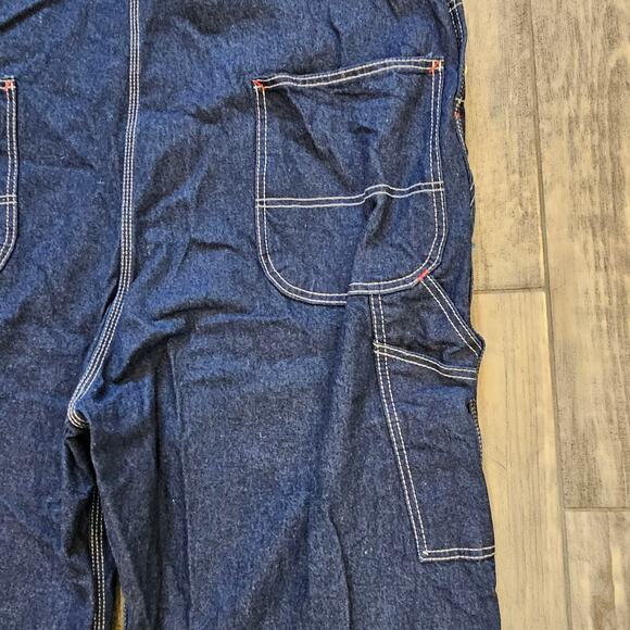 Dickies Men’s Bib Overalls 44x30 Dark Blue Denim Workwear Carpenter Utility - Picture 9 of 12
